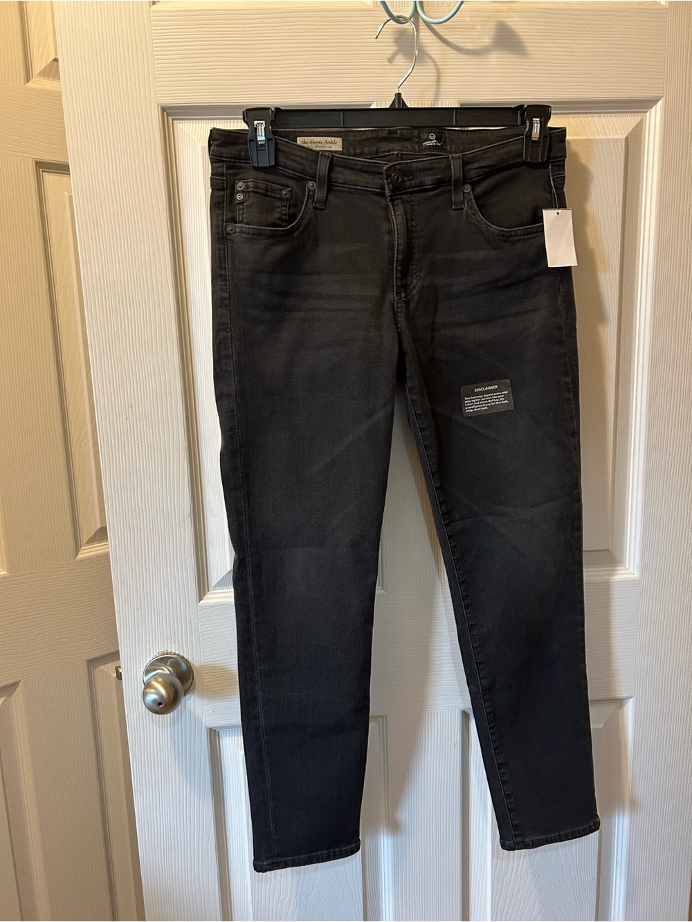 AG Adriano Goldschmied 31 Black The Stevie Ankle Slim Straight Leg Jeans NWT